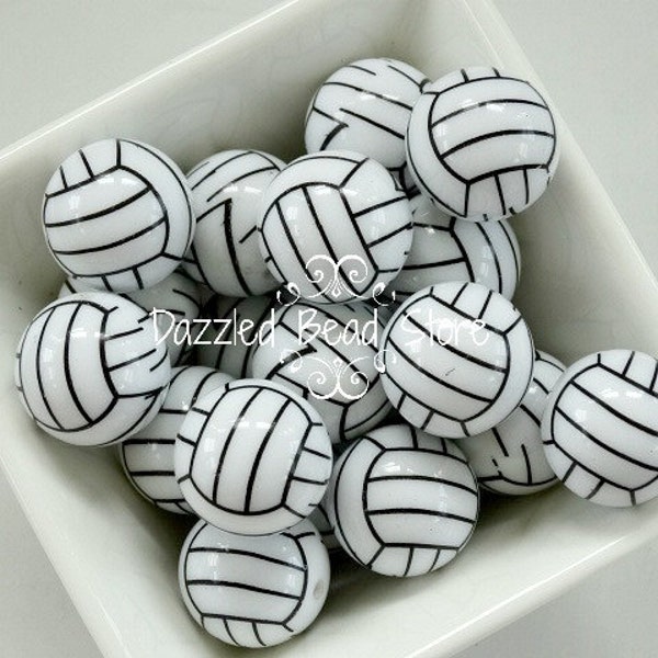 20mm acrylic bubblegum VOLLEYBALL print beads