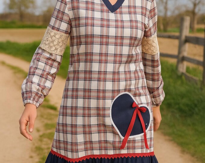 Lovely Dress, Plaid Dress, Women's Dress, New Collection, Handmade Dress, Girls Dress, Women's Clothing, Custom Clothing, Made in Portugal