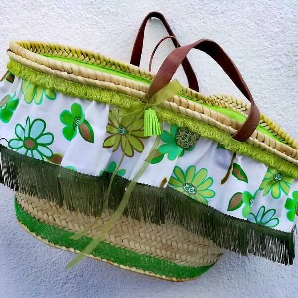 Capazo de mimbre, Capazo tradicional portugués, Seira de paja, Cesta, Cestería, Hecho a mano, Capazo personalizado, Bolsa de playa, Cesta de la compra