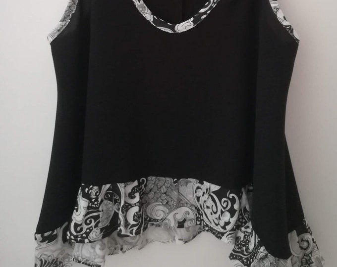 Black chiffon top, T-shirt, Women's Clothing, Tops and tees, Women t-shirt, Blouses