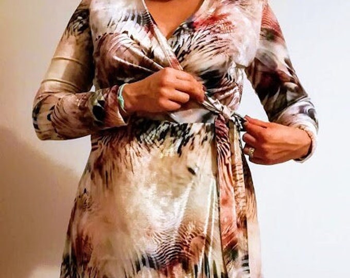 Velvet dress with feather print pattern, Dress, Women Dress, Autumm Dress, Bohemian Dress, Handmade dress, Velvet dress