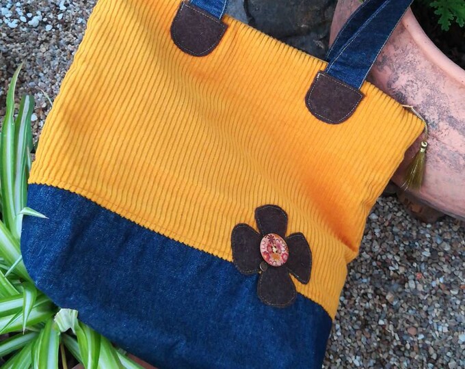 Fabric bag, Bag, Bags, Handbags, Burel, Handmade, Denim bag, Back to school, Portuguese Crafts, Jeans Tote Bag, Women's Bag