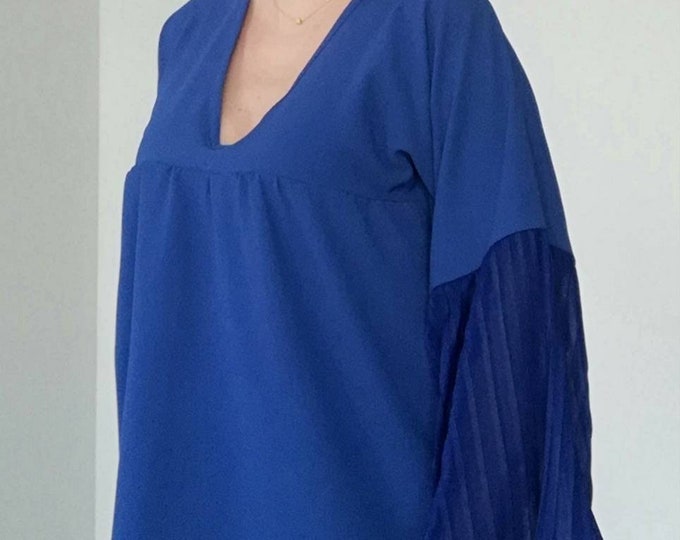 Royal blue tunic, womens clothing, plus size, blouses