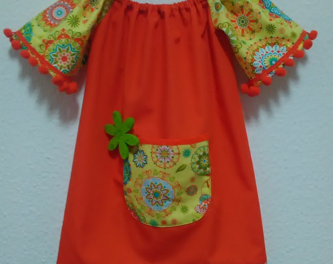 Orange dress, Children dress, Dress Orange, Girl dress, Cotton dress, Clothing, Girls Clothing, Dresses