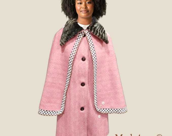 Burel Coat, Pink Cape, Wool Coat, 100% Wool, Traditional Portuguese Coat, Brown Pink Cape