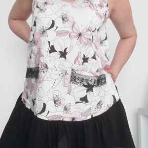 Cotton Knit Top with Ruffle, Women&#39;s Clothing, Handmade Clothes, Tunic, Blouses, Tops & Tees, Lady&#39;s Blouse
