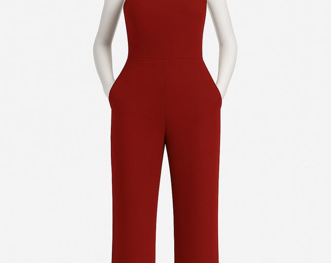 Red Jumpsuit, Jumpsuit, Strech Jumpsuit, Overalls, Women's Clothing, Jumpsuits & Rompers, Comfortable Romper, Handmade Jumpsuit, Wedding