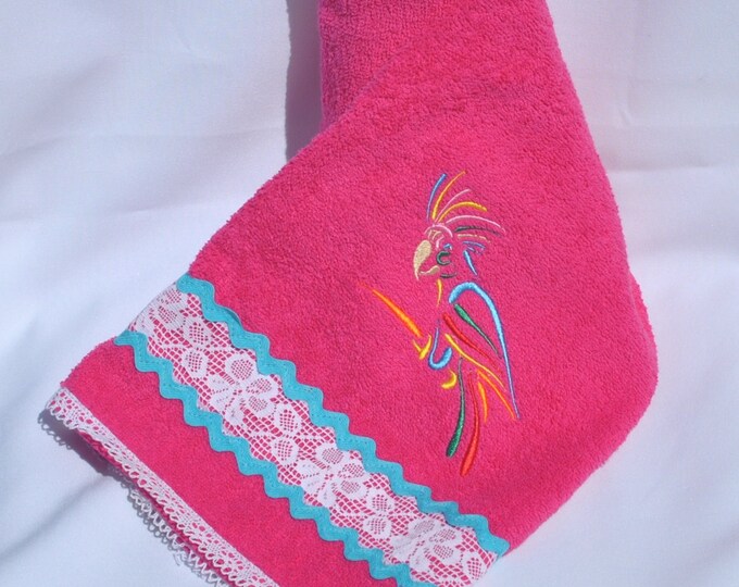 Pink face towel, embroidered towel