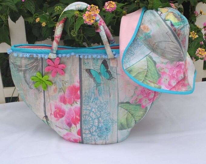 Summer bag, Fabric carrycot, Lovers bag, Beach set, Carrycot and hat set, handicraft, Gifts for her, Beach bag