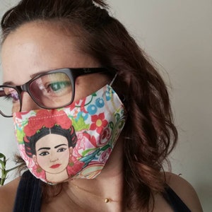 Frida Lover Model Mask, Frida ansiktsmask, Återanvändbar ansiktsmask, Resemask, Anti Dust mask, Frida mask, Frida lovers, Stoffmaske, Masker bild 5