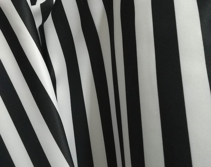 Fabric, Black and White Striped Knit Fabric, Fabric sold by the meter