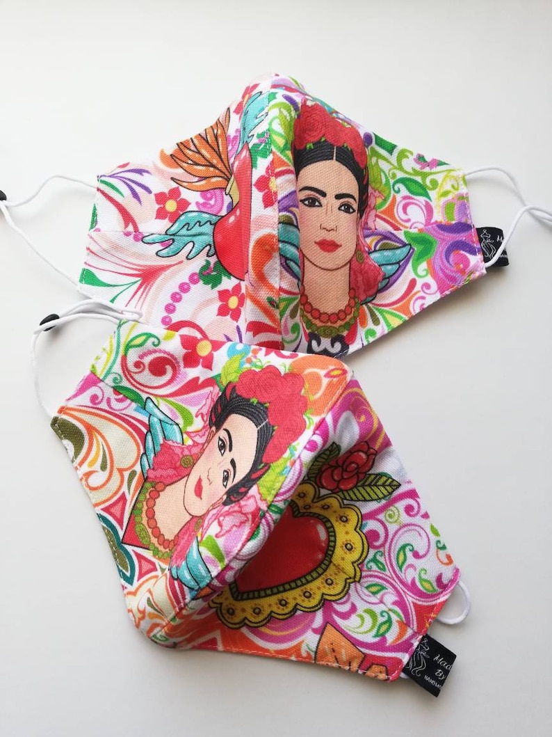 Frida Lover Model Mask, Frida ansiktsmask, Återanvändbar ansiktsmask, Resemask, Anti Dust mask, Frida mask, Frida lovers, Stoffmaske, Masker bild 6