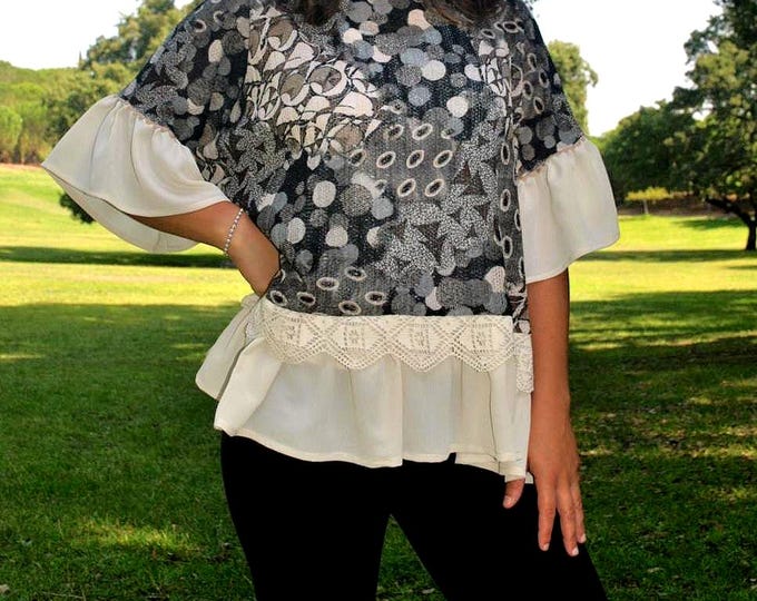 Blouses, Amélia Model Tunic, Womens Clothing, Tunic, Handmade Tunic, Party blouse, Tops and Tees, Party blouse, Custom blouse, Tunic
