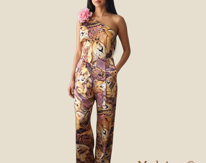 Valentina Jumpsuit – One Strap | Made4you® Roots Collection in Full-Bodied Punto Roma Knit with Pockets – Sizes M, L and XL