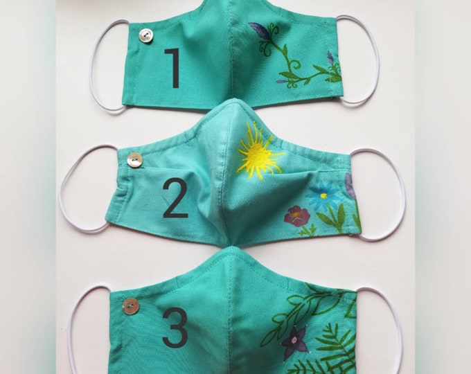 Hand Painted Linen Masks, Linen mask, Stoffmaske, Washable mask, Reusable face mask, Cotton mask, Travel mask, Anti Dust mask,Maskes