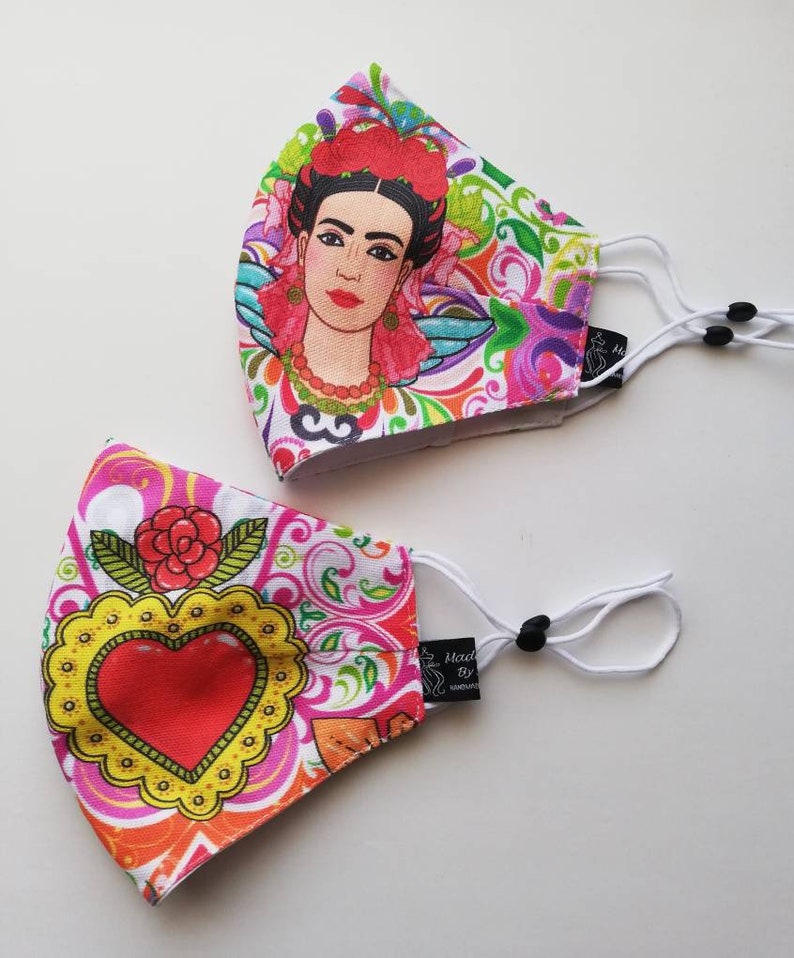 Frida Lover Model Mask, Frida ansiktsmask, Återanvändbar ansiktsmask, Resemask, Anti Dust mask, Frida mask, Frida lovers, Stoffmaske, Masker bild 4