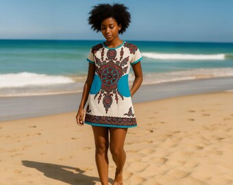 Afrikansk tygtunika, Capulana-tunika, Tunikor, Damkläder, Blusar, Sommarklänning, Afrikanskt tyg, Originalkläder, Afrikanska kläder