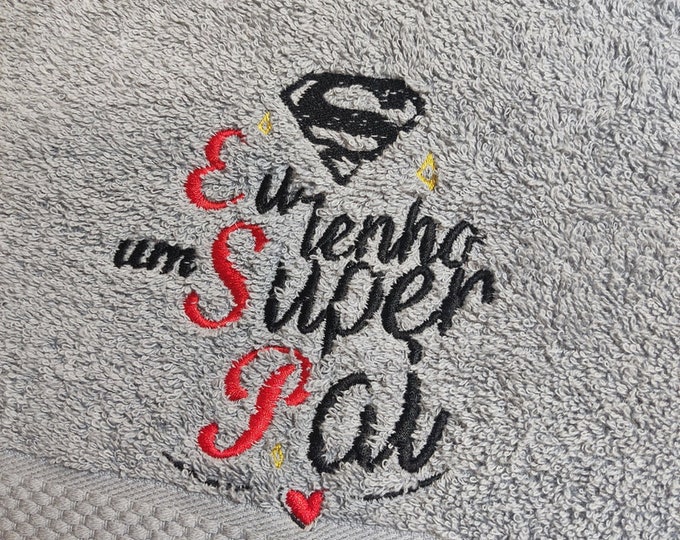 Turkish Towel Set with "Super Dad" Embroidery Father's Day Gifts Personalized Towels Embroidered Towels