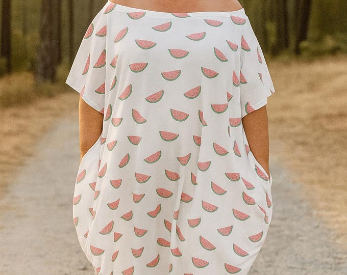 Watermelon Print Long Dress – Inclusive sizes, Plus size, summer dress, oversized dress