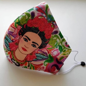 Frida Lover Model Mask, Frida ansiktsmask, Återanvändbar ansiktsmask, Resemask, Anti Dust mask, Frida mask, Frida lovers, Stoffmaske, Masker bild 1