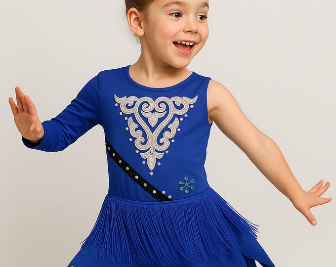 Children's Rhythmic Gymnastics Swimsuit – Royal Blue, 10 years, Made to Measure