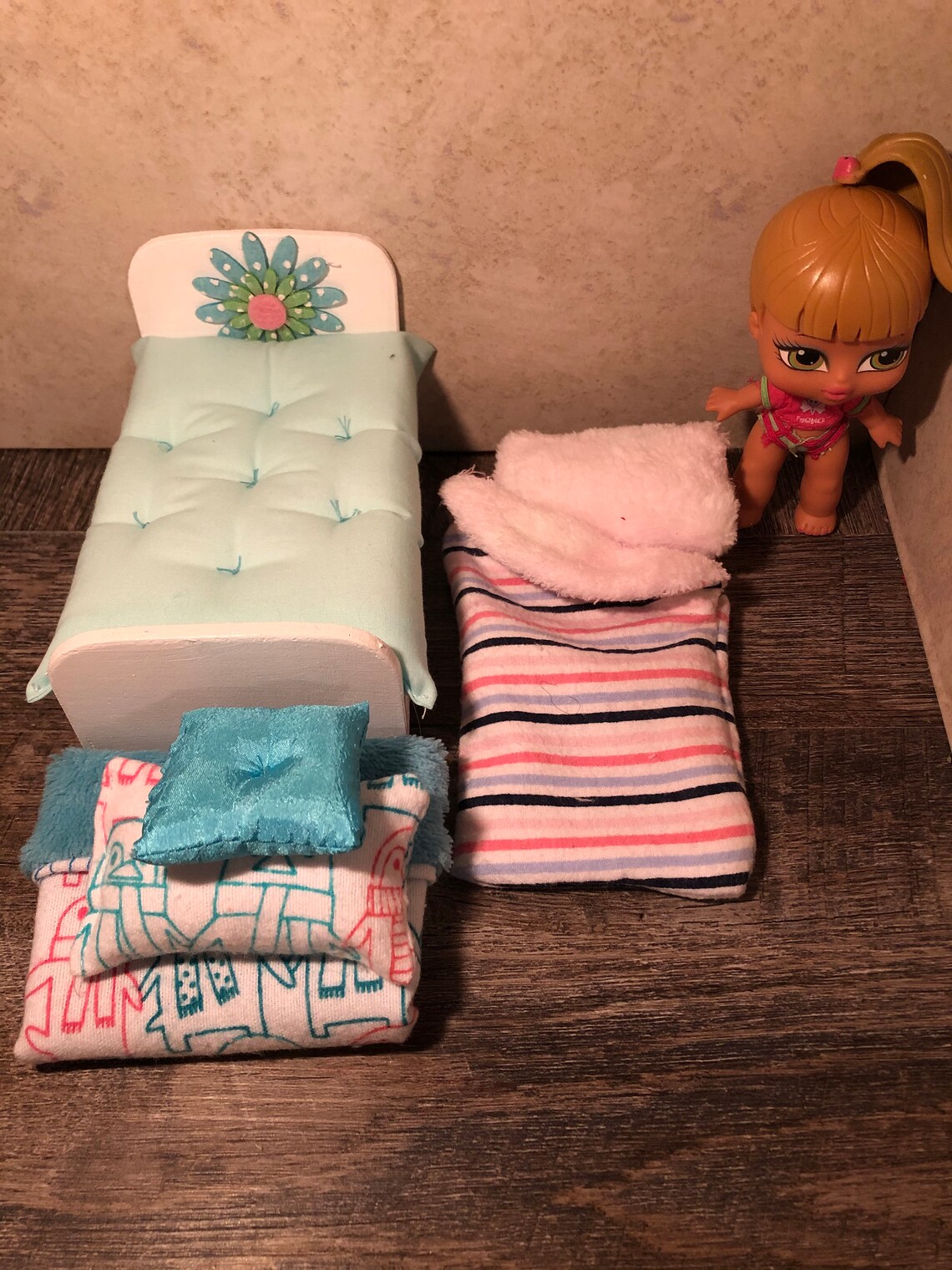 Bratz Baby Doll Wood Bed Bedspread Pillows Blankets & Etsy