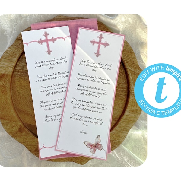 Editable Easter Prayer Card - Fanciful Pink Easter