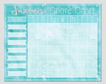 Personalized Kid's Chore Chart, Printable Chore Chart, Personalized Chore Chart, Watercolor Chore Chart, Task Chart, Daily Routine