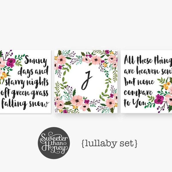 Customizable SET - Floral Quotes - Custom Printables for  Nursery or Girl's Room Art