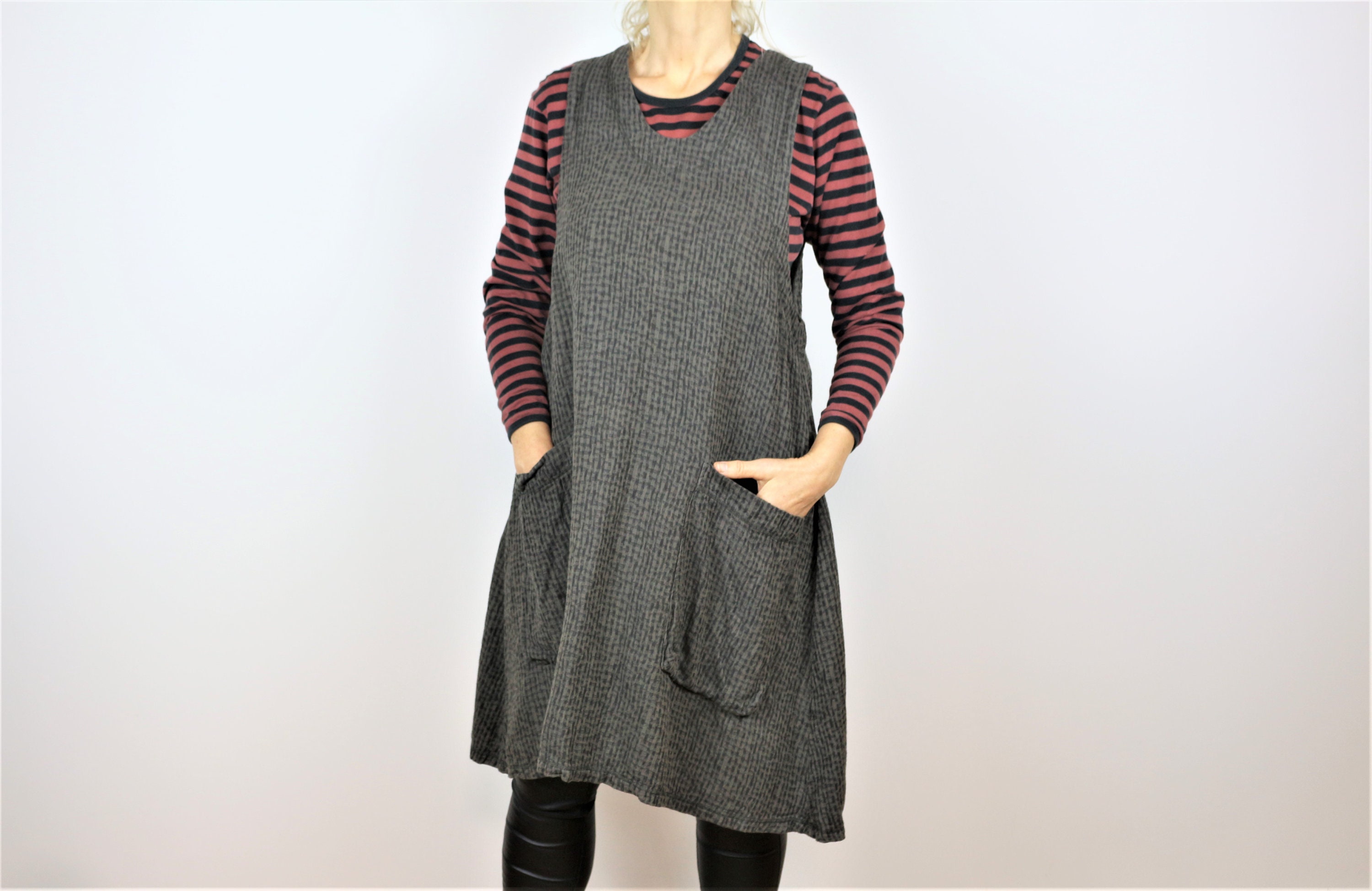 Gray Linen Tunic UNO DANMARK Sleeveless 