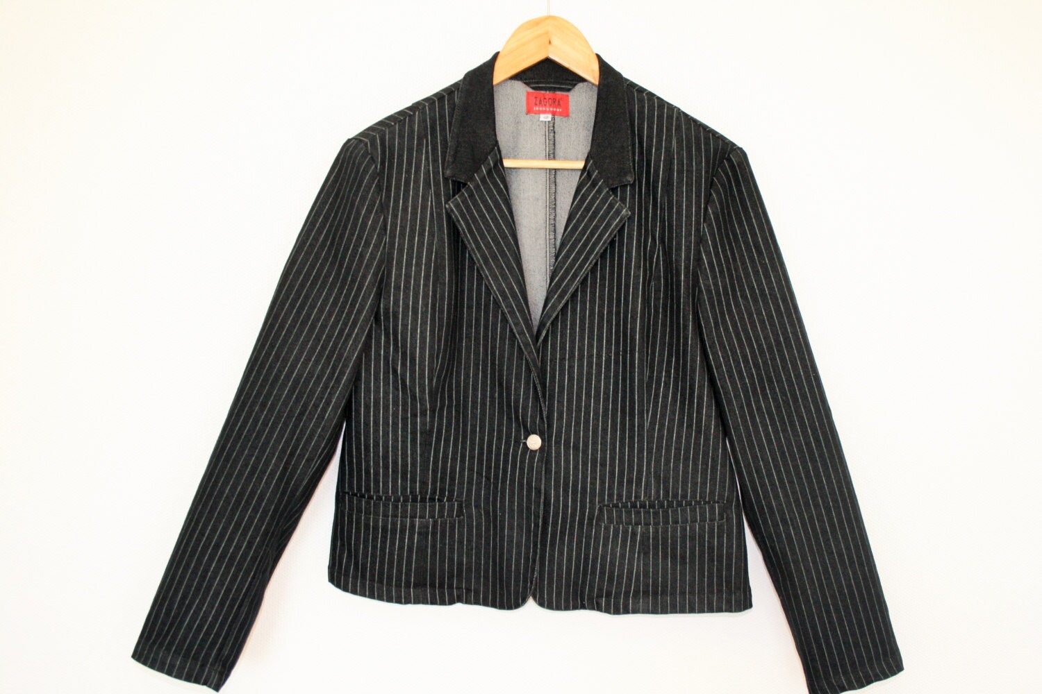 Striped Blazer Black Pin Strip Jacket 