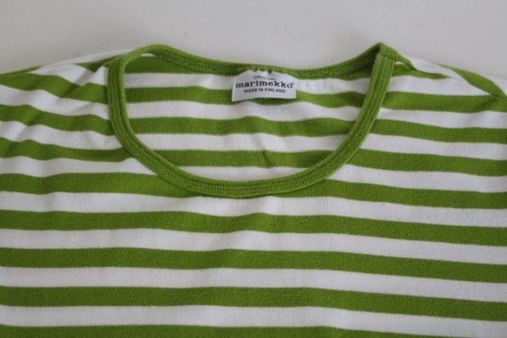 MARIMEKKO Shirt Nautical Top Green White  Striped… - image 5