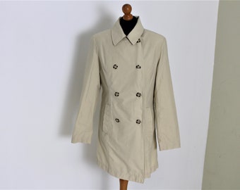 Vintage Trench Coat Classic Beige Trench Coat Women's Double Breasted Trench Coat Overcoat Raincoat Small Size