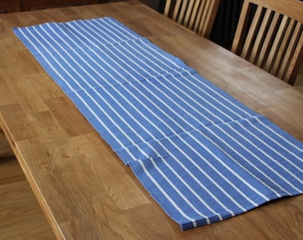 Blue Striped table Runner Scandinavian Cotton Table Runner, Vintage Rustic Table cloth, Blue White Stripes , Scandinavian Home Decor
