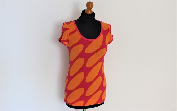 MARIMEKKO Shirt Abstract print Top Red Orange Mar… - image 1