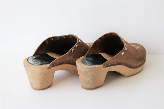 Brown Leather Clogs Platform DALA Clogs Wedges Wo… - image 2