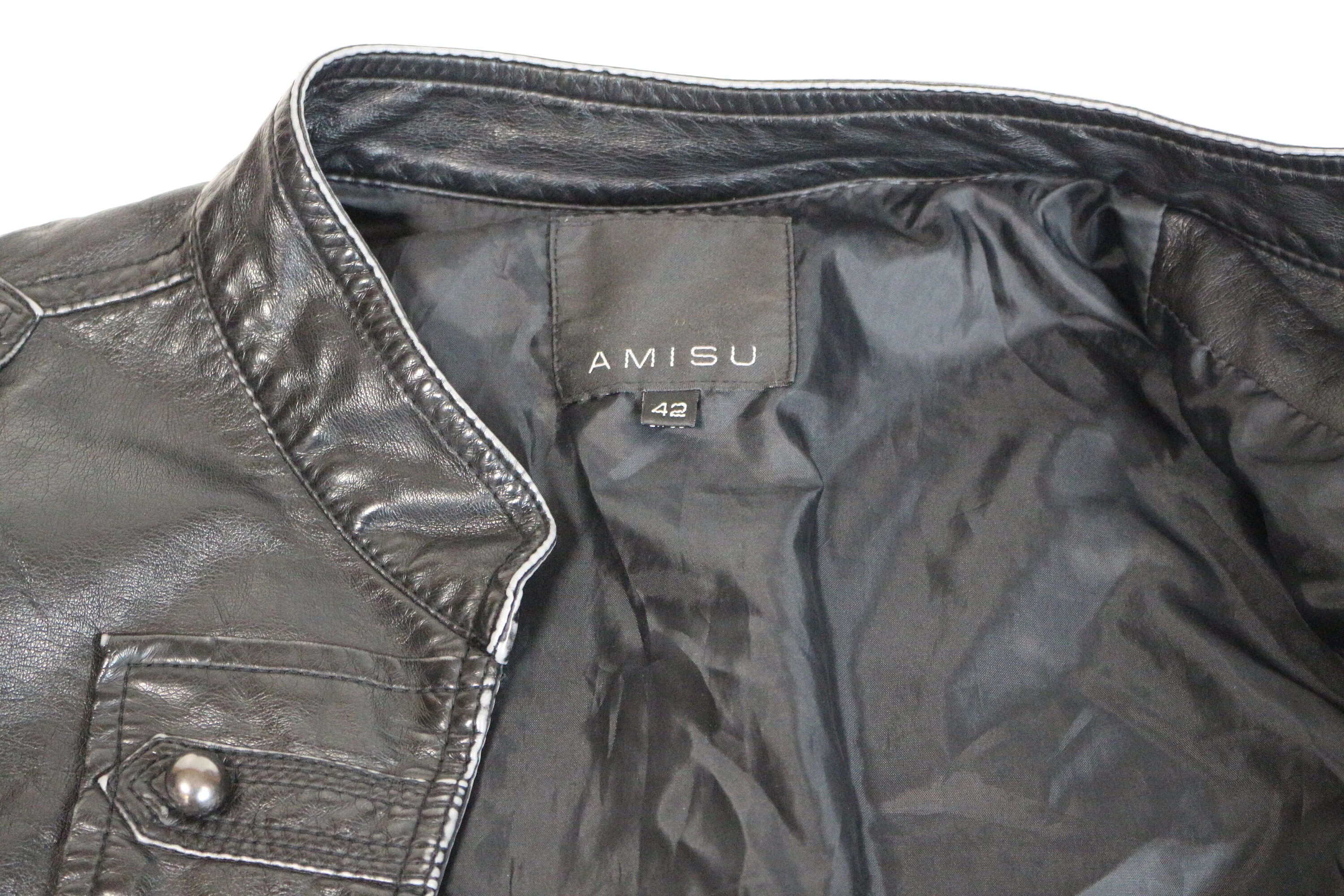 Black Leather Jacket Band Faux Leather Bomber Jacket Steampunk Biker Moto Rider Vegan Leather Jacket Medium to Large Etsy