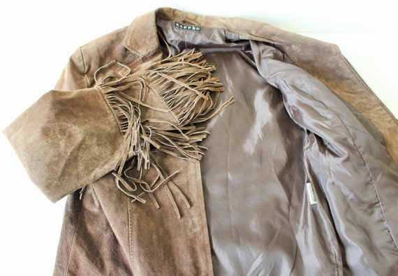 Brown Suede jacket with Fringe Women Genuine Sued… - image 5