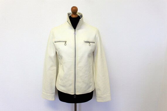 ivory leather jacket womens