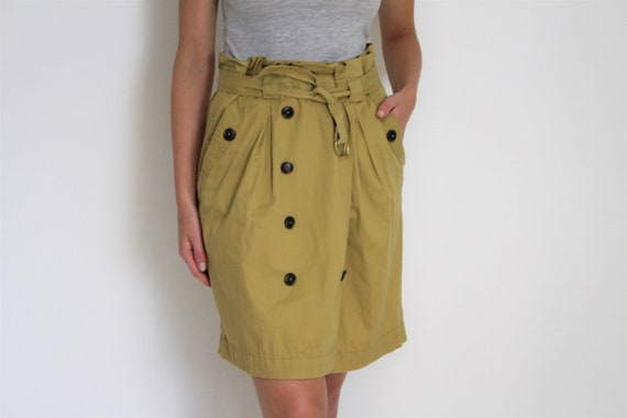 Mustard yellow button up skirt hotsell