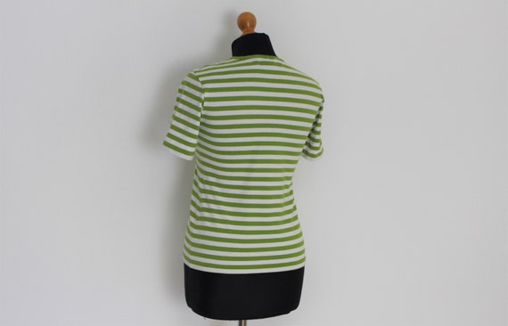 MARIMEKKO Shirt Nautical Top Green White  Striped… - image 3