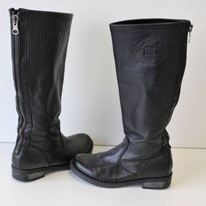 Vintage Black Riding Boots  GUESS 90s Boots  Knee High Bak Zipper Black Leather Goth  Boots  Size 5 / Size 35