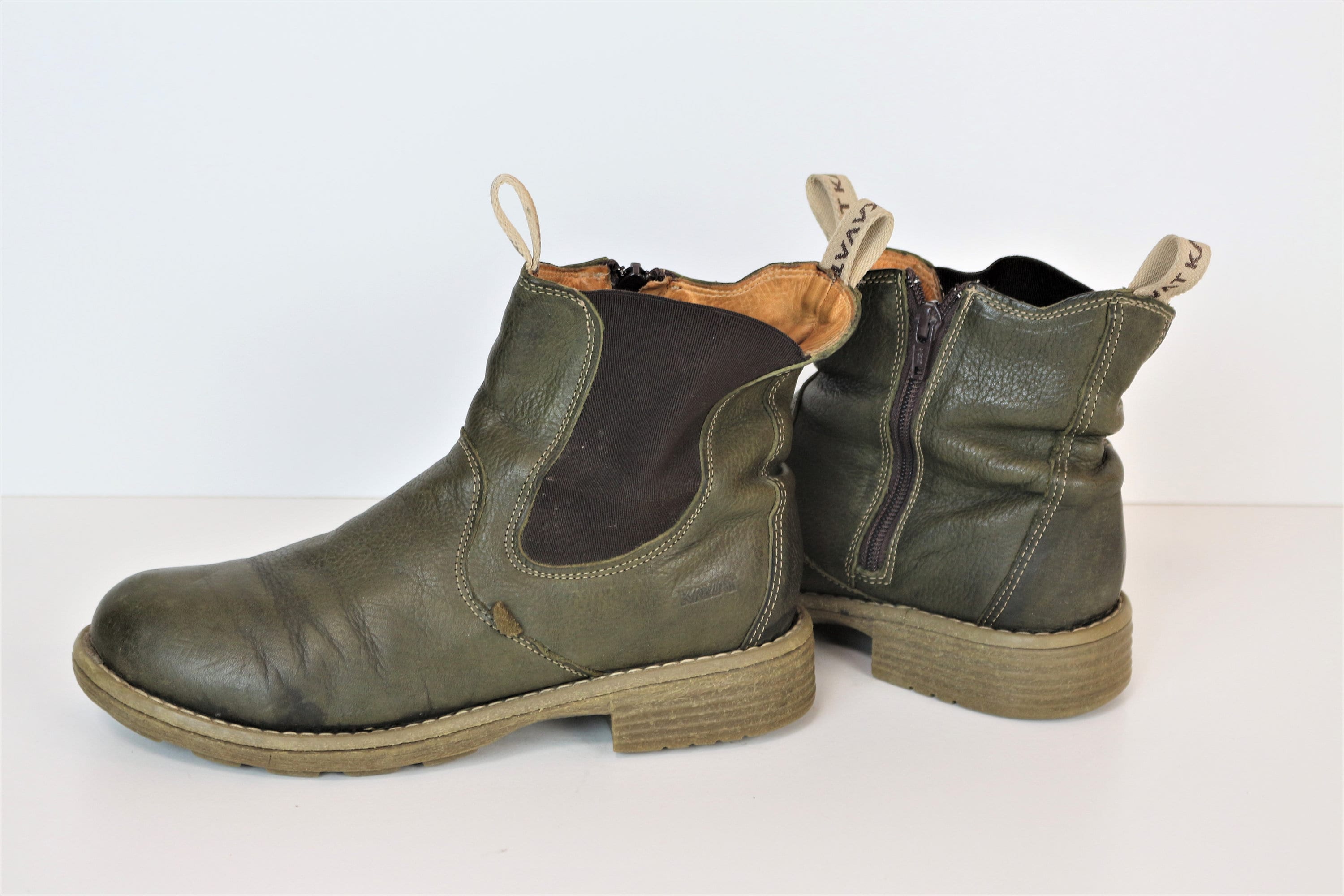 Green Ankle Boots KAVAT Womens Eco Leather Khaki Pull on Ankle - Etsy  Nederland