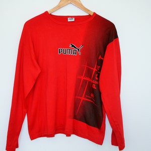 Vintage PUMA Hemd der 90er Jahre rot Sport Jacke Training Fußball Fußball Shirt lange Ärmel Hip hop T-Shirt groß