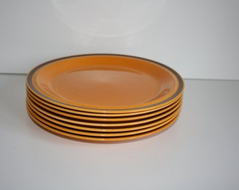 Rare Vintage Egersund Norway Unique Cake  Plates  Yellow and Brown   Norwegian Pottery