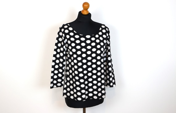 MARIMEKKO Shirt Black White Polka Dot Shirt  Cott… - image 1