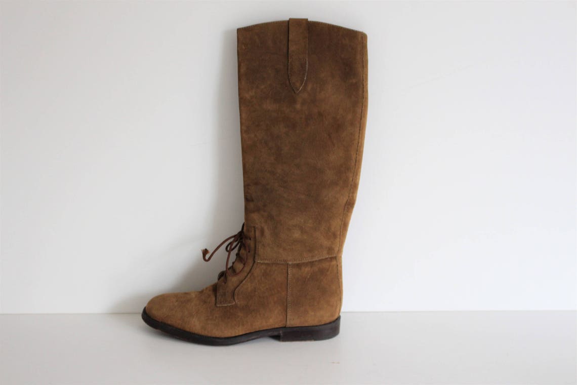 Tall Brown Leather Womens Riding Boots DON DONNA Brown