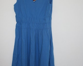 Sleeveless Maxi Dress Blue Cotton with Lining Long cotton Sleeveless Dress Folk Style Summer Dress Large Size