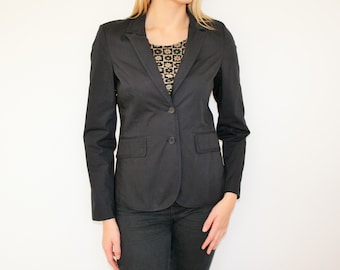 Dark Blue Blazer MORE MORE Fitted Classic blue Blazer Office jacket Cocktail Party jacket Secretary Casual jacket Medium
