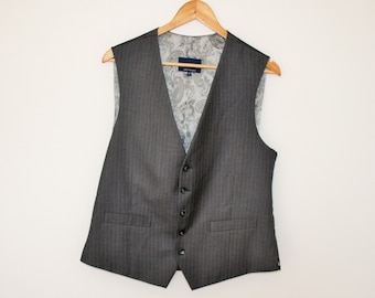 Gray Wedding Vest Mens Vest Steampunk Vest Grey Mens Waistcoat Classic Formal Fitted Gentlemen's Vest Official Medium Size